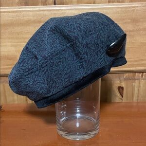 Vintage Brocade Beret, with a Black geometric button.
